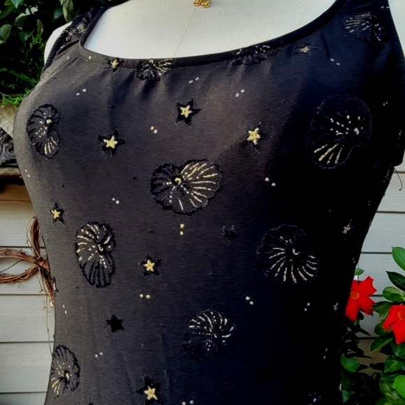 BENDIGO ♡ Gorgeous Vintage 1pc Black 'n Gold Beach Shells Bralette Swimsuit 7 - Picture 5 of 17